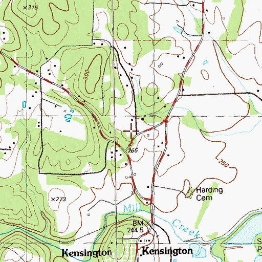 Topographic Map of Kensington School (historical), GA