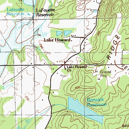 Topographic Map of Lake Howard Baptist Church, GA