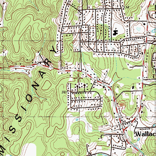 Topographic Map of Laurelwood Estates, GA