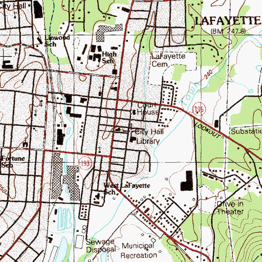Topographic Map of LaFayette Municipal Building, GA