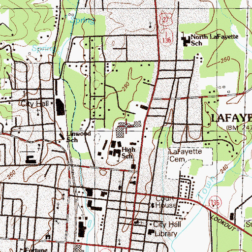 Topographic Map of LaFayette Plaza Shopping Center, GA