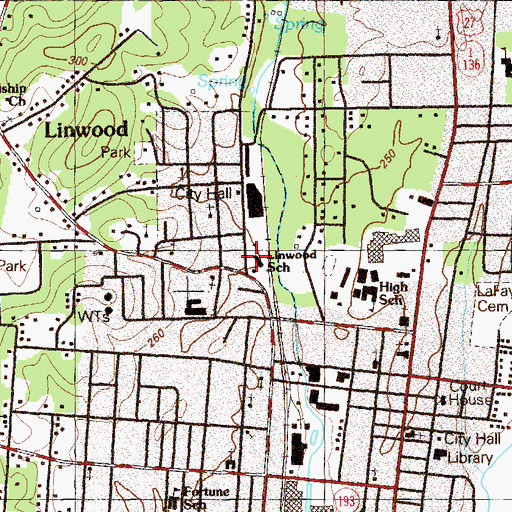 Topographic Map of Linwood School, GA