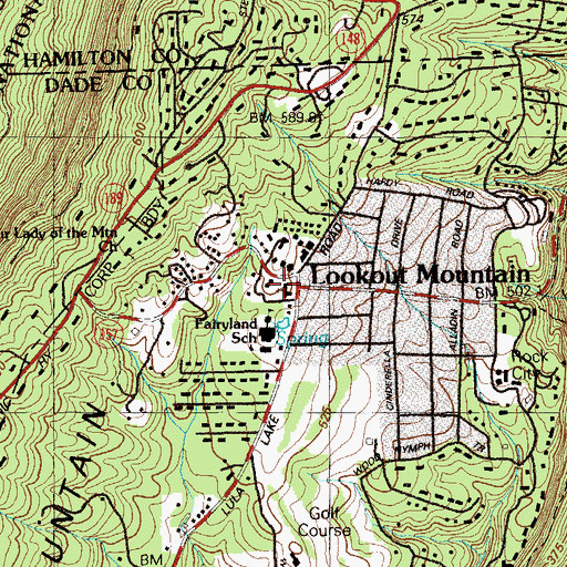 Topographic Map of Lookout Mountain United Methodist Church, GA