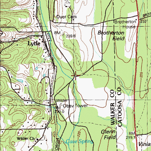 Topographic Map of Lytle Monument, GA