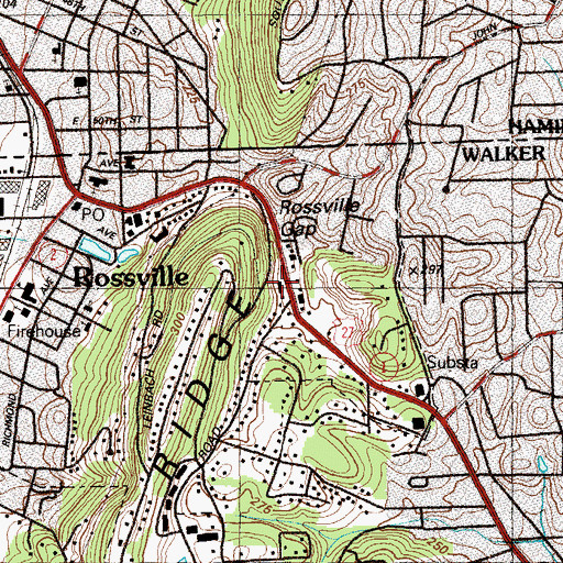 Topographic Map of McDowell Center Shopping Center, GA