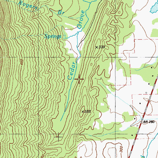Topographic Map of Milligan Branch, GA