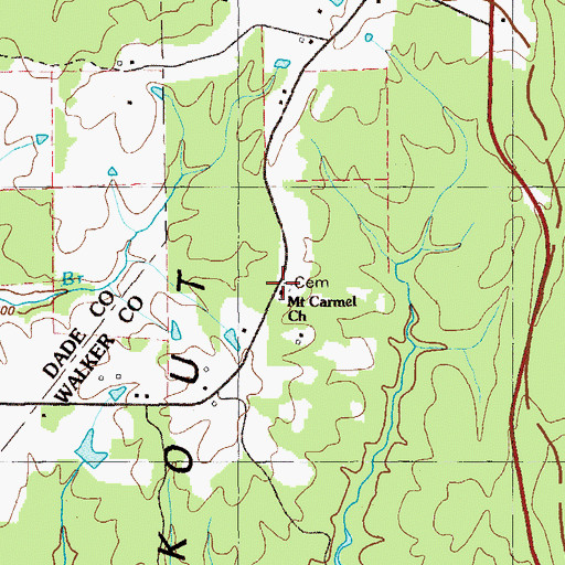 Topographic Map of Mount Carmel Cemetery, GA