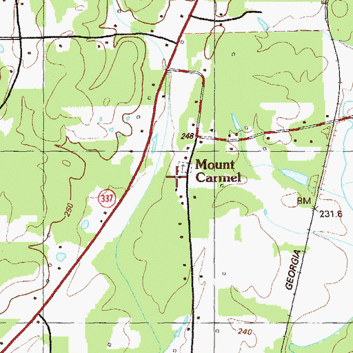 Topographic Map of Mount Carmel Methodist Church, GA