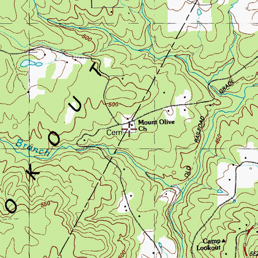 Topographic Map of Mount Olive Cemetery, GA