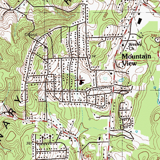 Topographic Map of Mountain View Elementary School, GA