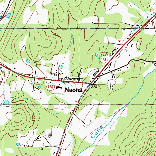 Topographic Map of Naomi Baptist Church, GA