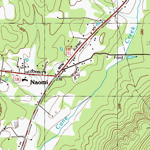 Topographic Map of Naomi Cemetery, GA