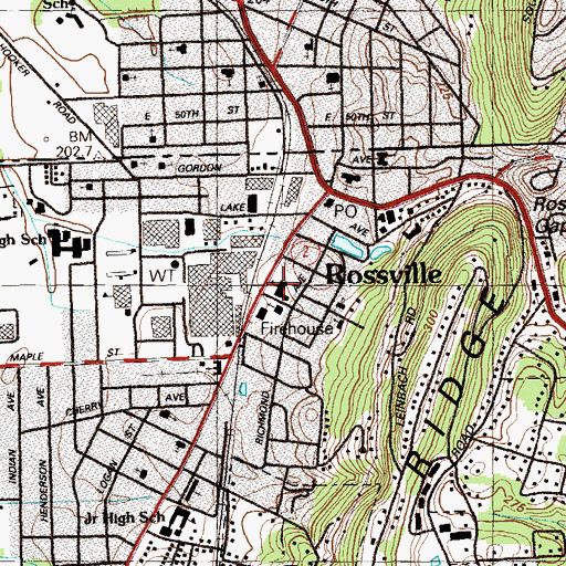 Topographic Map of North Rossville School, GA