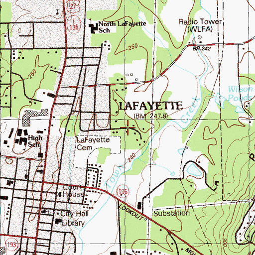 Topographic Map of Oak Park, GA