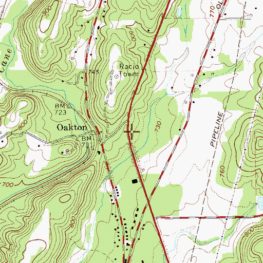 Topographic Map of Old Way Church, GA