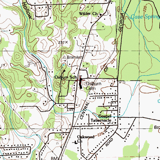 Topographic Map of Osborn Church (historical), GA