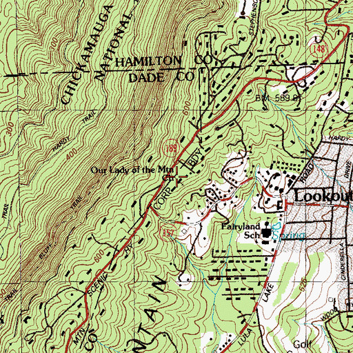 Topographic Map of Our Lady of the Mountain Church, GA