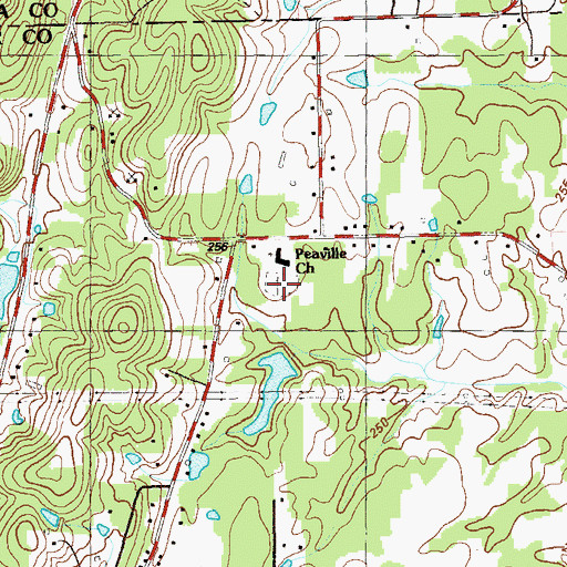 Topographic Map of Peavine Cemetery, GA