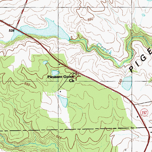 Topographic Map of Pleasant Grove School (historical), GA