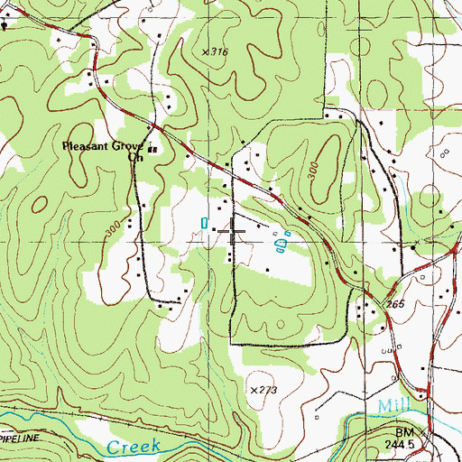 Topographic Map of Pleasant Grove School (historical), GA