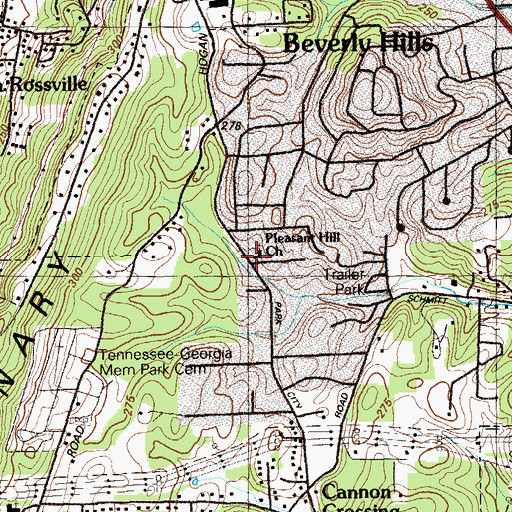 Topographic Map of Pleasant Hill Baptist Church, GA