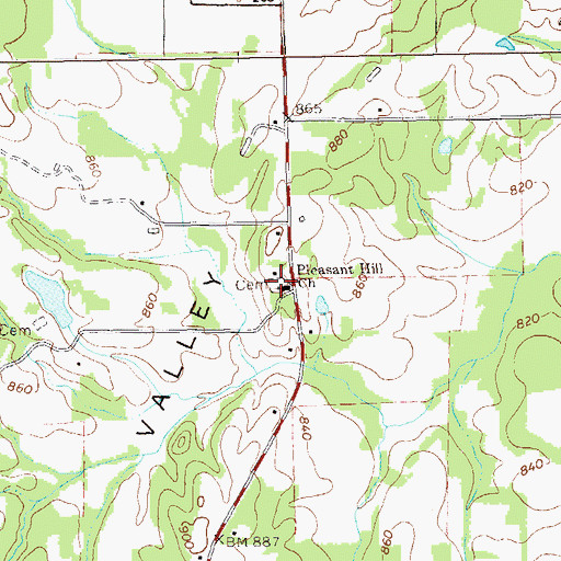 Topographic Map of Pleasant Hill Cemetery, GA