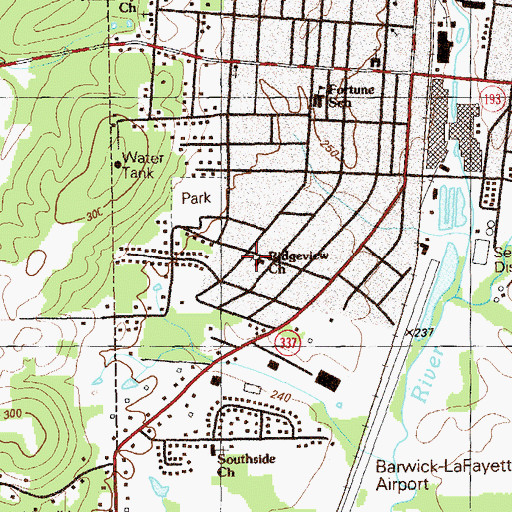 Topographic Map of Ridgeview Church, GA