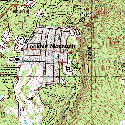 Topographic Map of Rock City, GA