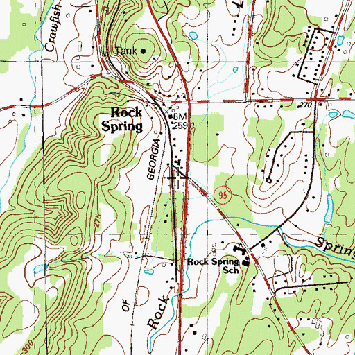 Topographic Map of Rock Spring Post Office, GA