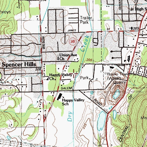 Topographic Map of Rossville Recreational Area, GA