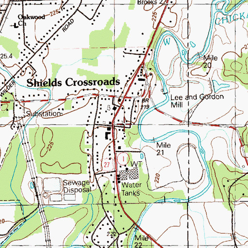 Topographic Map of Shield Church, GA