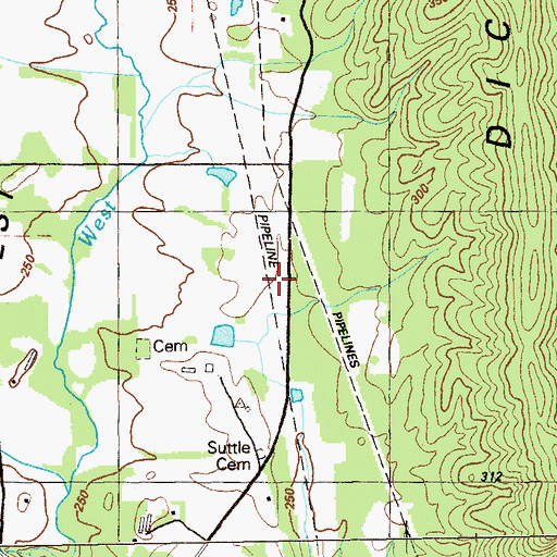 Topographic Map of Shiloh Cemetery, GA