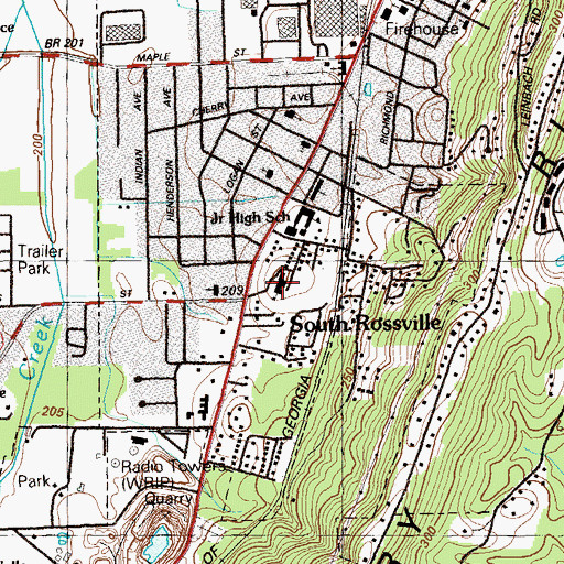 Topographic Map of South Rossville Elementary School, GA