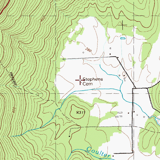 Topographic Map of Stephens Cemetery, GA