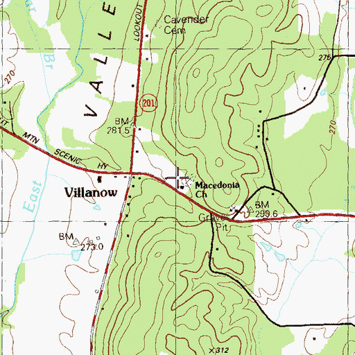 Topographic Map of Villanow School (historical), GA