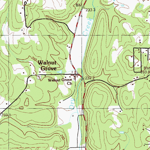 Topographic Map of Walnut Grove Church, GA