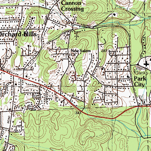 Topographic Map of White Row School (historical), GA