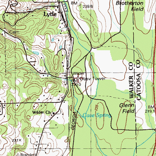 Topographic Map of Wilder Monument, GA