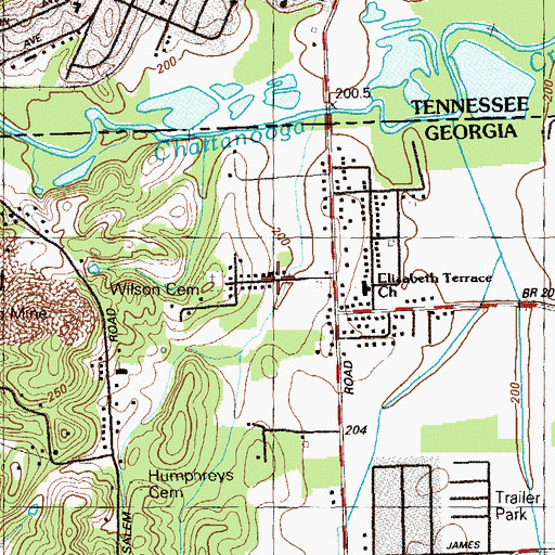 Topographic Map of Woodland Hills, GA