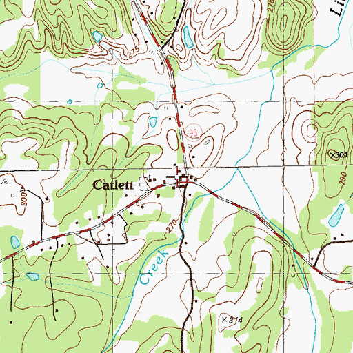 Topographic Map of Woodstation Baptist Church, GA
