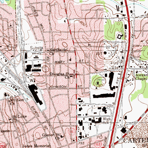 Topographic Map of Douglas Street Church, GA