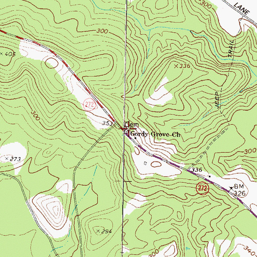 Topographic Map of Gordy Grove Church, GA