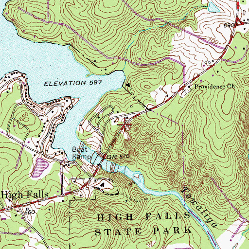 Topographic Map of High Falls State Park, GA