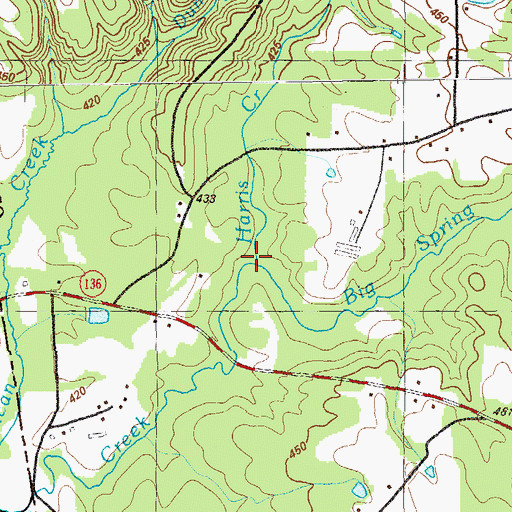 Topographic Map of Harris Creek, GA