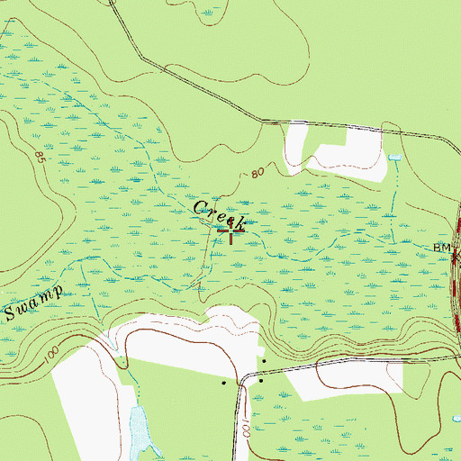 Topographic Map of Luke Swamp, GA