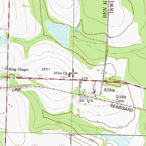 Topographic Map of Abba Church, GA