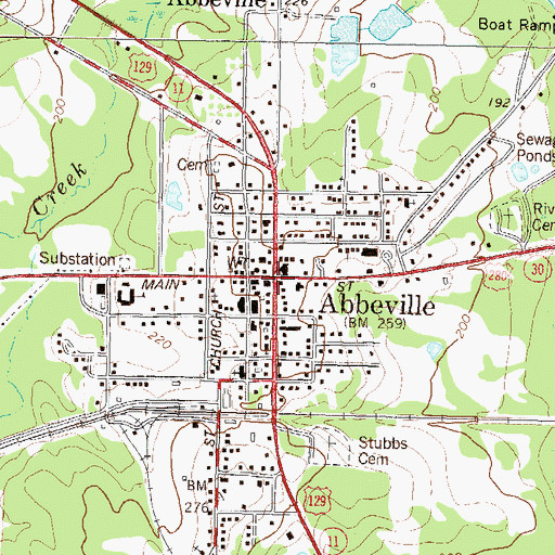 Topographic Map of Abbeville, GA