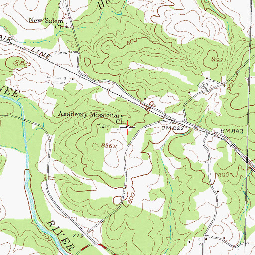 Topographic Map of Academy Missionary Church, GA