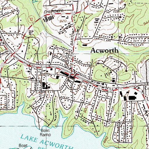 Topographic Map of Acworth, GA