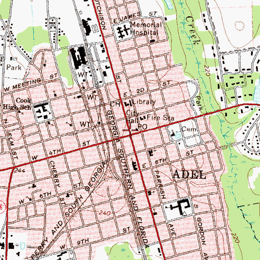 Topographic Map of Adel, GA